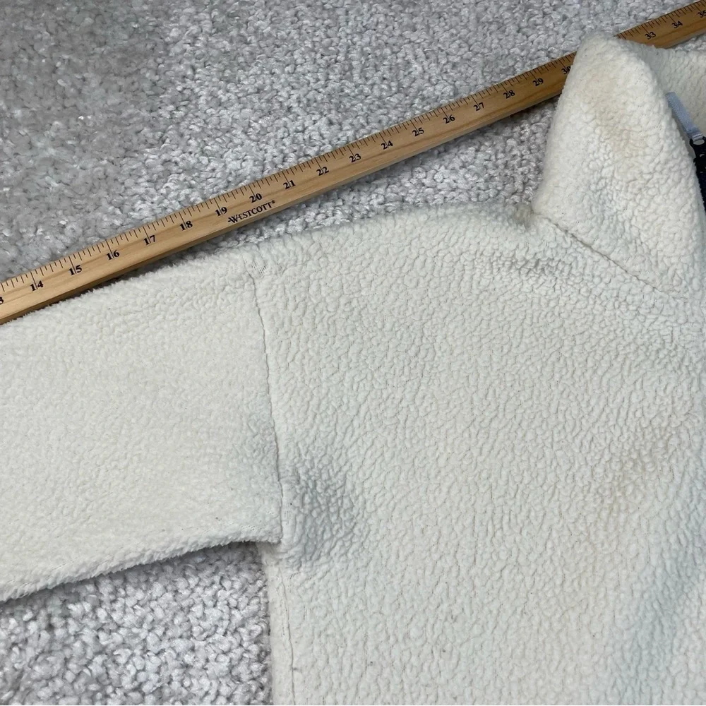 J.Crew Size M 1/4 Zip Jacket Fleece Bright Ivory Pockets Sherpa Cozy Layer Cabin